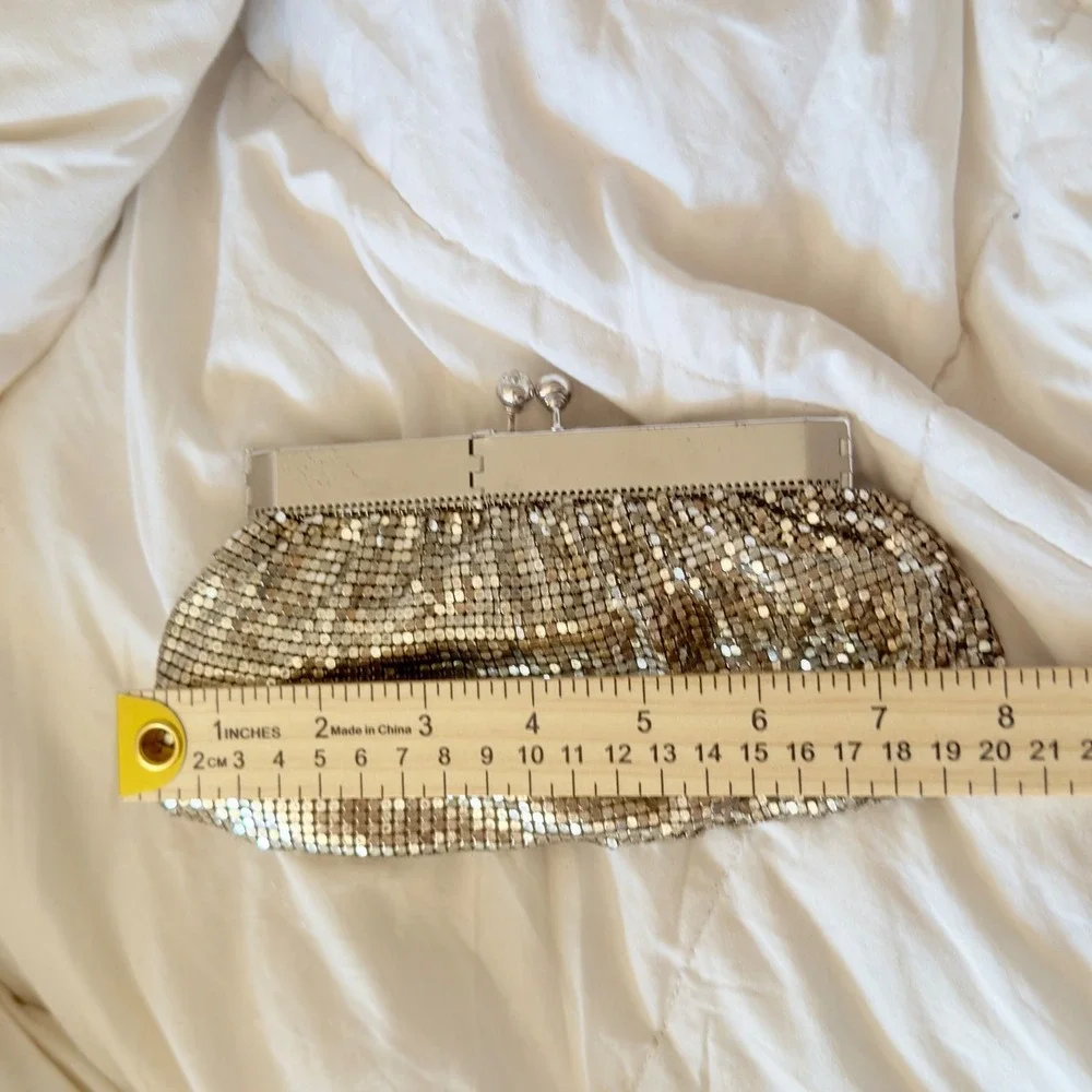 Unbranded Mesh Clutch Women Small Silver Good Vintage Y2K Evening Bag Sparkle